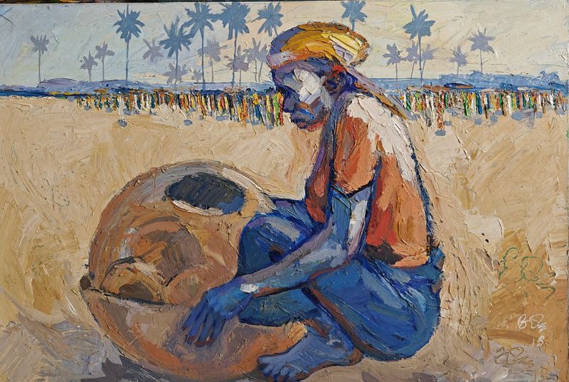 Alena by Benjamin Offei Nyarko, acrylic on canvas