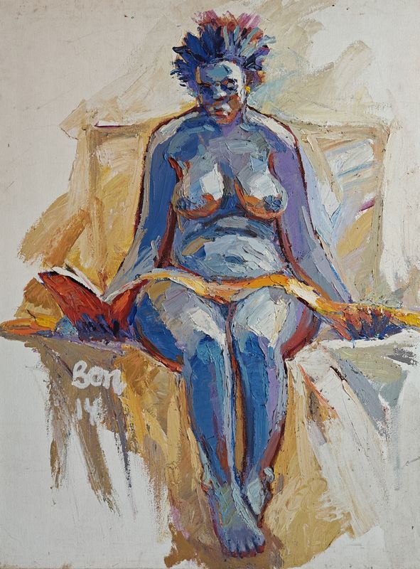 Morning Devotion by Benjamin Offei Nyarko, acrylic on canvas
