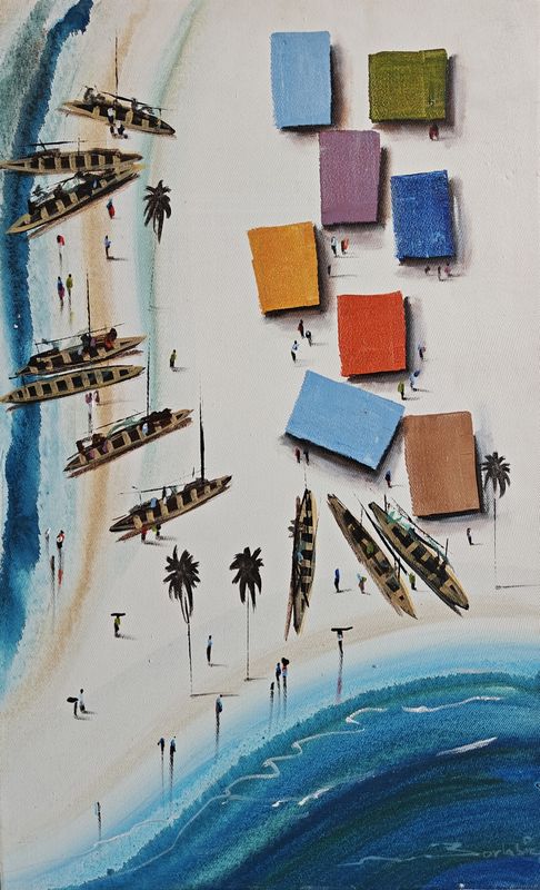 Clean Beach by Eben Borlabie, acrylic on canvas