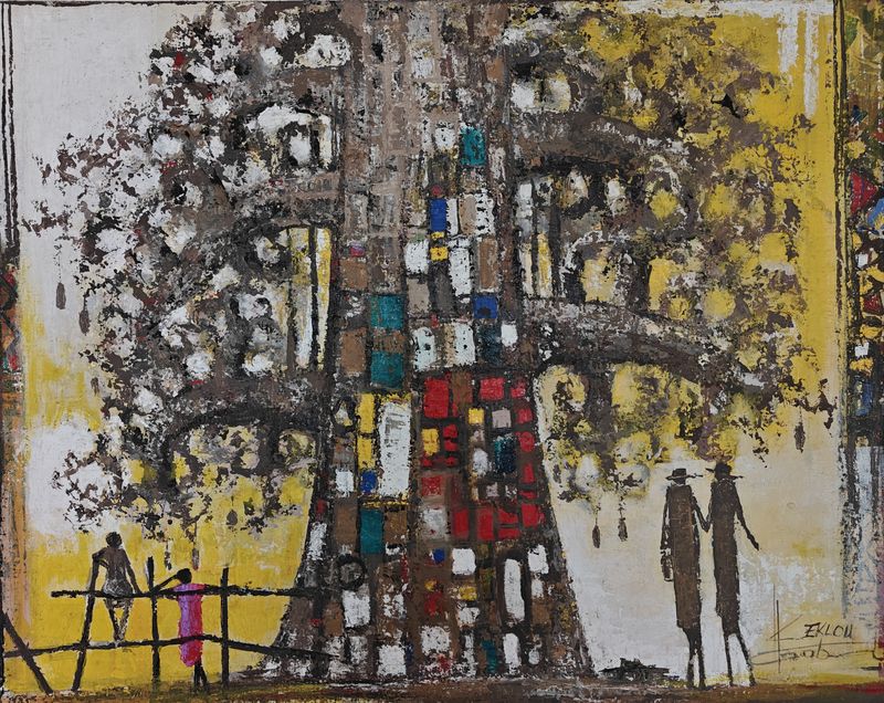 Baobab Secret by Gabriel Eklou, acrylic on canvas
