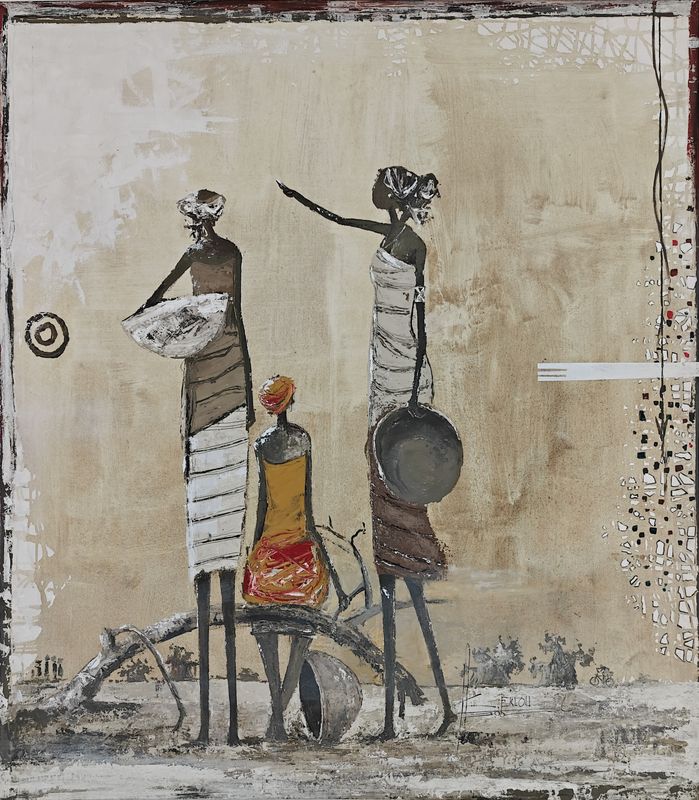 Collectors by Gabriel Eklou, acrylic on canvas