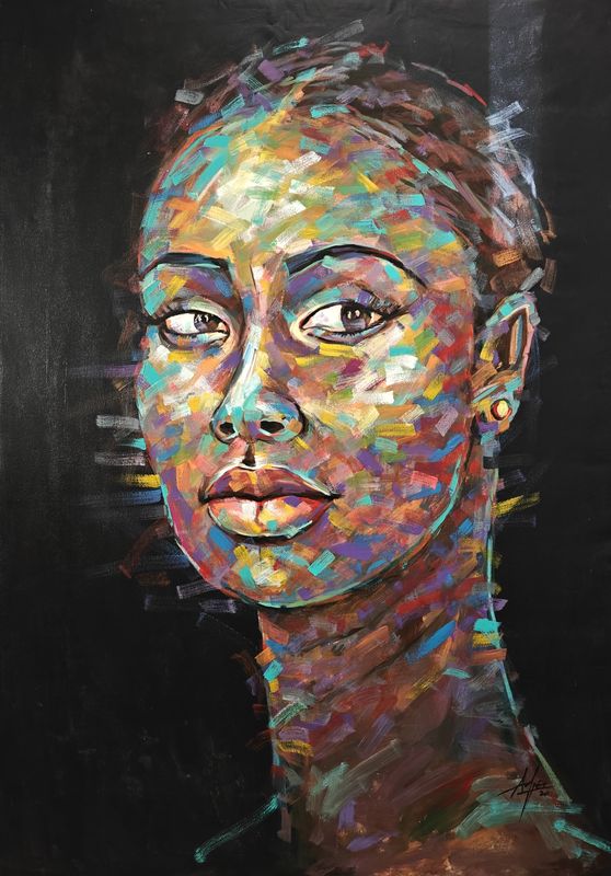 Profile by Godwin Adjei Sowah, acrylic on canvas