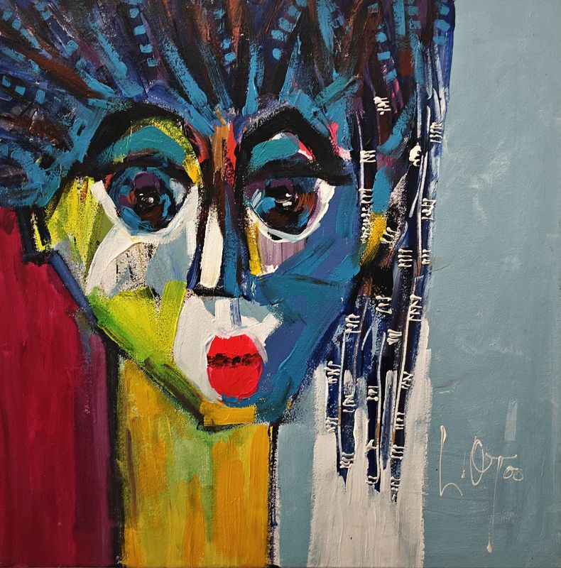 Hair Fashion by Larry Otoo, acrylic on canvas