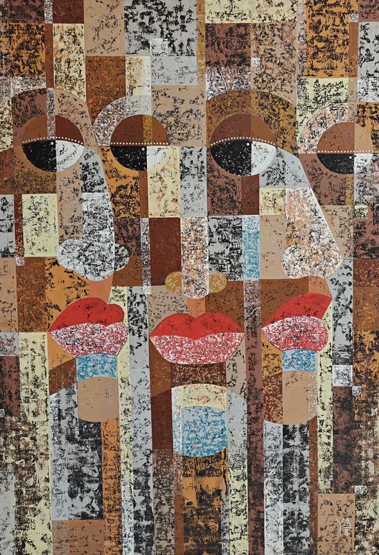 Togetherness I by Yaw Arthur, acrylic on canvas